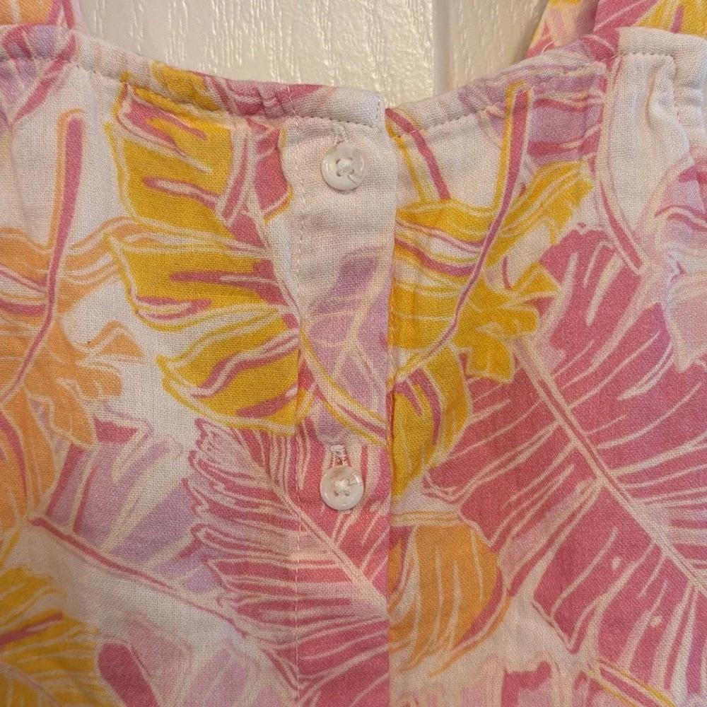 Cat & Jack Toddler Girls Sleeveless Tropical Top Size 5T 100% cotton Pink Yellow